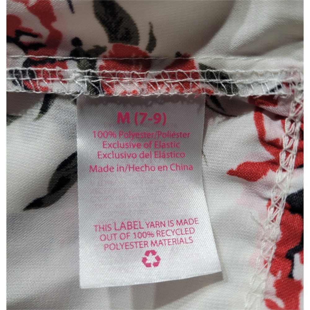 No Boundaries Red and White Lace Off The Shoulder Floral Blouse Sz M (7-9) - Picture 7 of 7